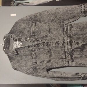 MICHAEL Michael Kors Black Acid-Wash Denim Jumpsuit